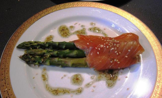 Asparagus and smoked trout